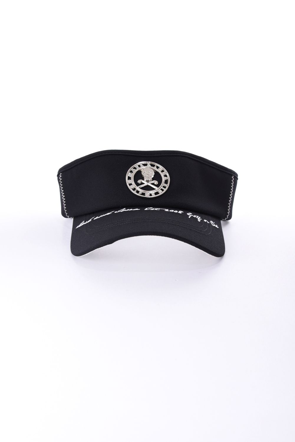 【26AW】 CHROME SKULL VISOR / サークルスカルバッジ リネンライク サンバイザー (ブラック)