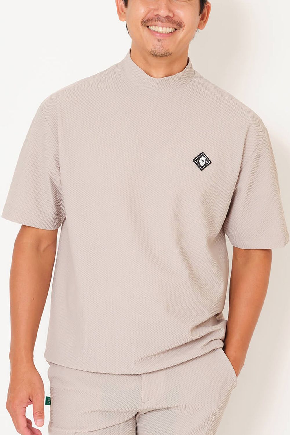 【26SS】 AIRY AWA MOCK / ワッフル生地 バックライン モックネックTシャツ (ベージュ)