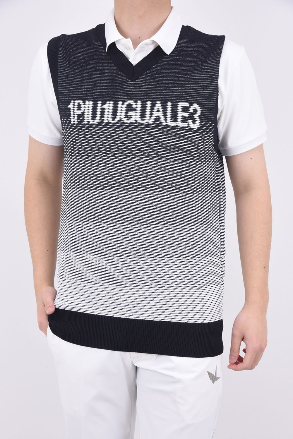 1PIU1UGUALE3 GOLF - KNIT VEST GRADATION / ジャガードロゴ