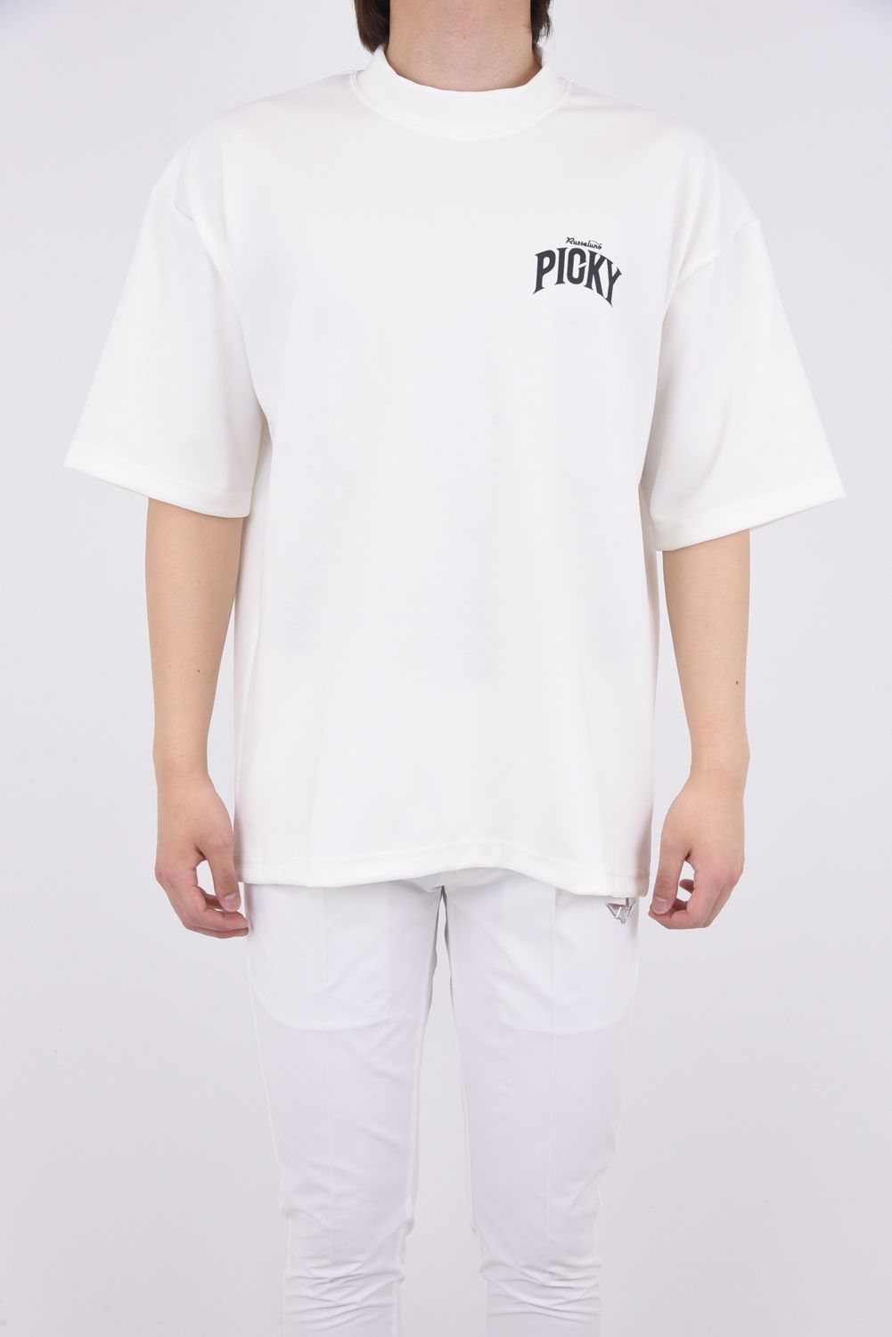 MOCKNECK TEE / プリントロゴ モックネックTシャツ ホワイト