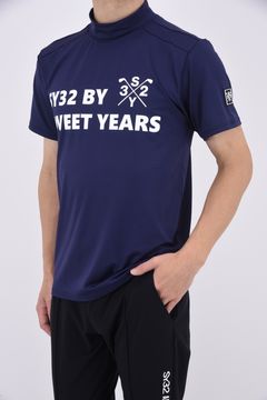 MOCKNECK SHIRTS / ブランドロゴ モックネック Tシャツ (ネイビー)