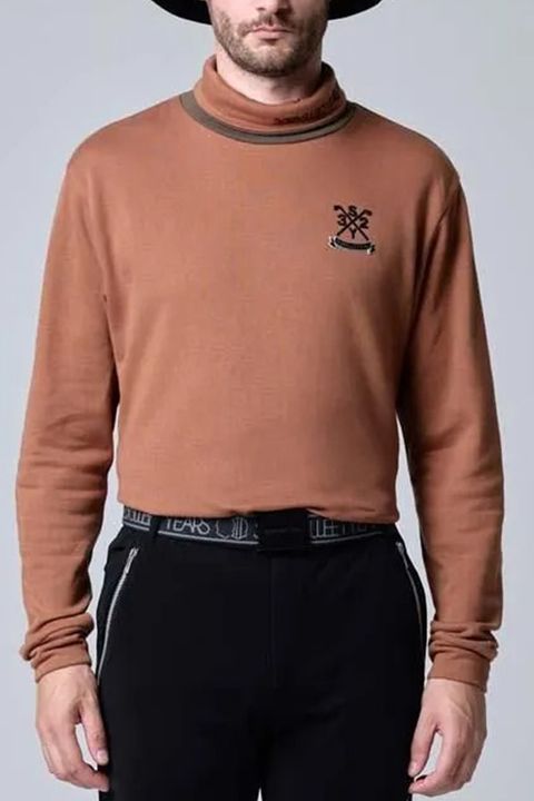 【26AW】 SOFT BULKY LAYERED HIGH NECK SHIRTS / レイヤード風 長袖モックネックTシャツ (ダークオレンジ)