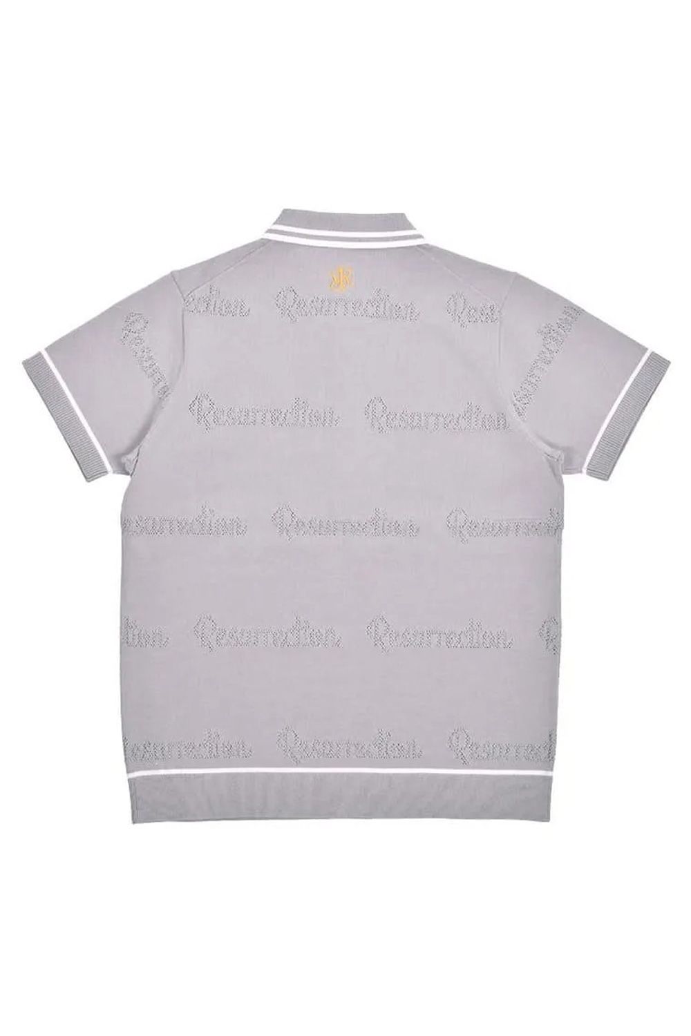 【26SS】【レディース】 MESH LOGO KNIT POLO / メッシュ編み ライン ニットポロシャツ (グレー)*