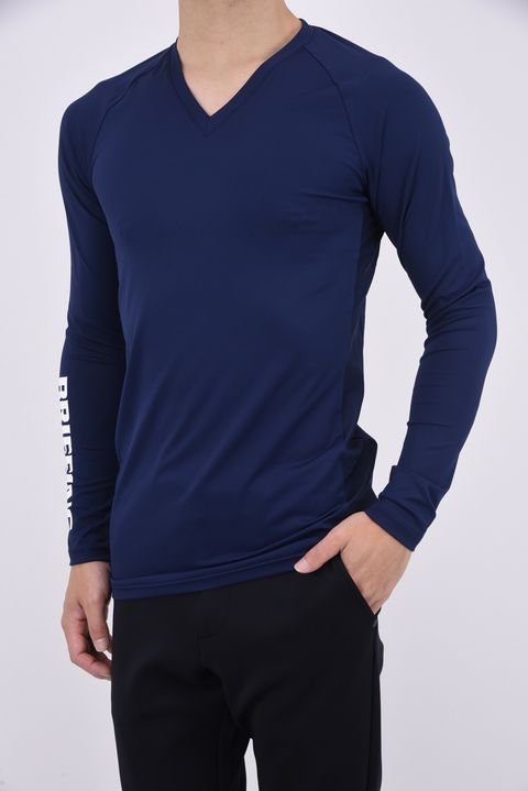 MENS UNDER SHIRT / ブランドロゴ Vネック ストレッチ アンダーシャツ (ネイビー)