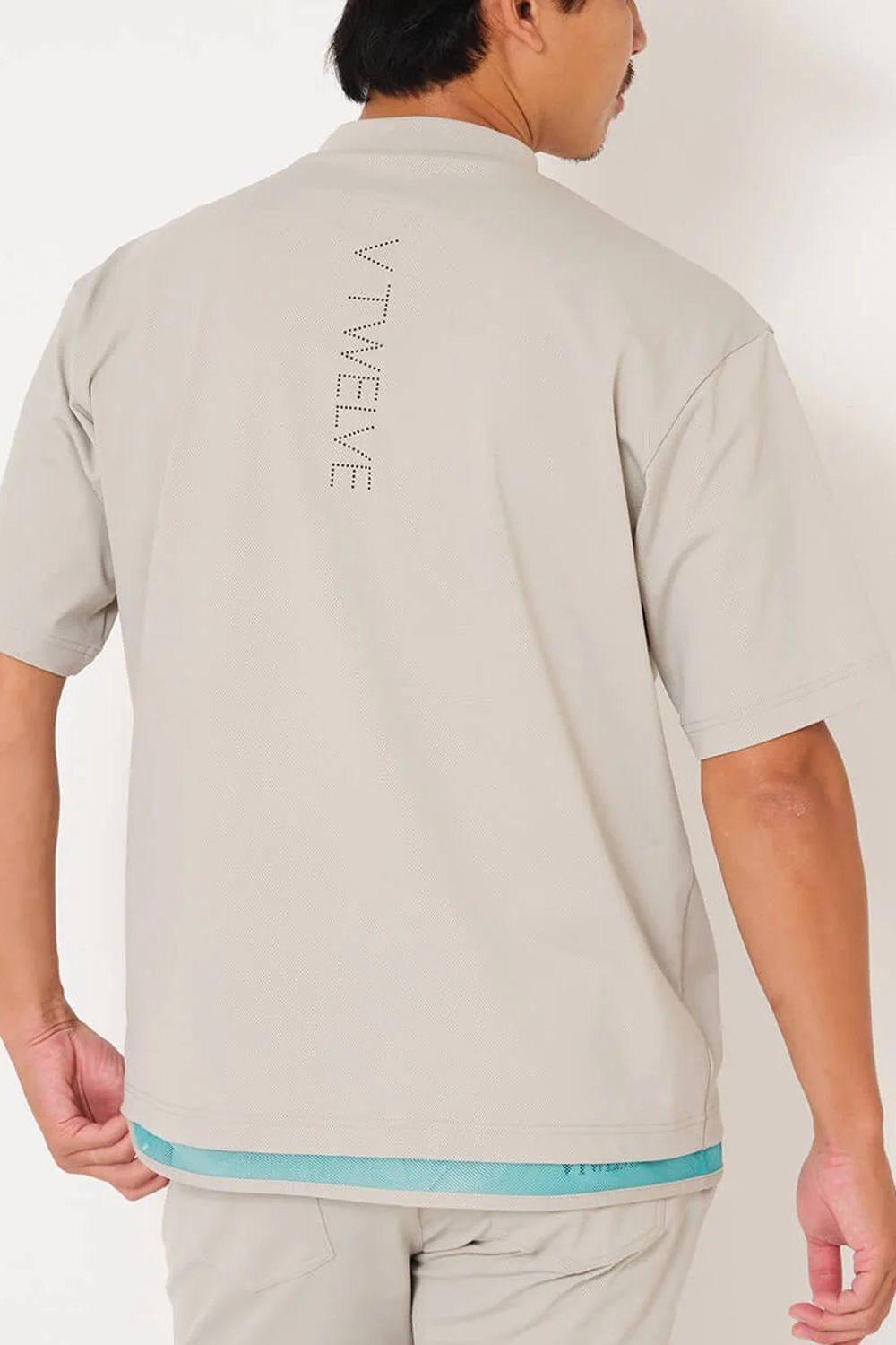 【26SS】 SNEAK MOCK / ブランドロゴ ネオンカラーライン モックネックTシャツ (ベージュ)