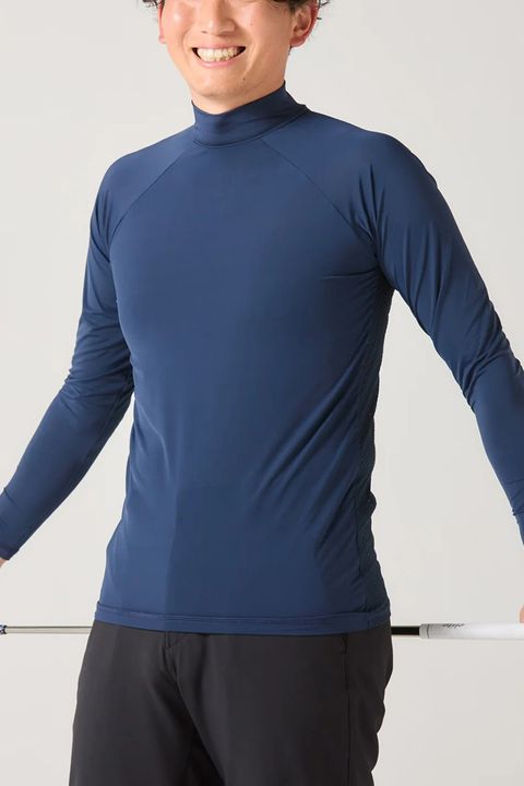 【返品・交換不可】 ICE MESH MOCK NECK / モックネック メッシュ 機能性冷感インナー (ネイビー) (ユニセックス)