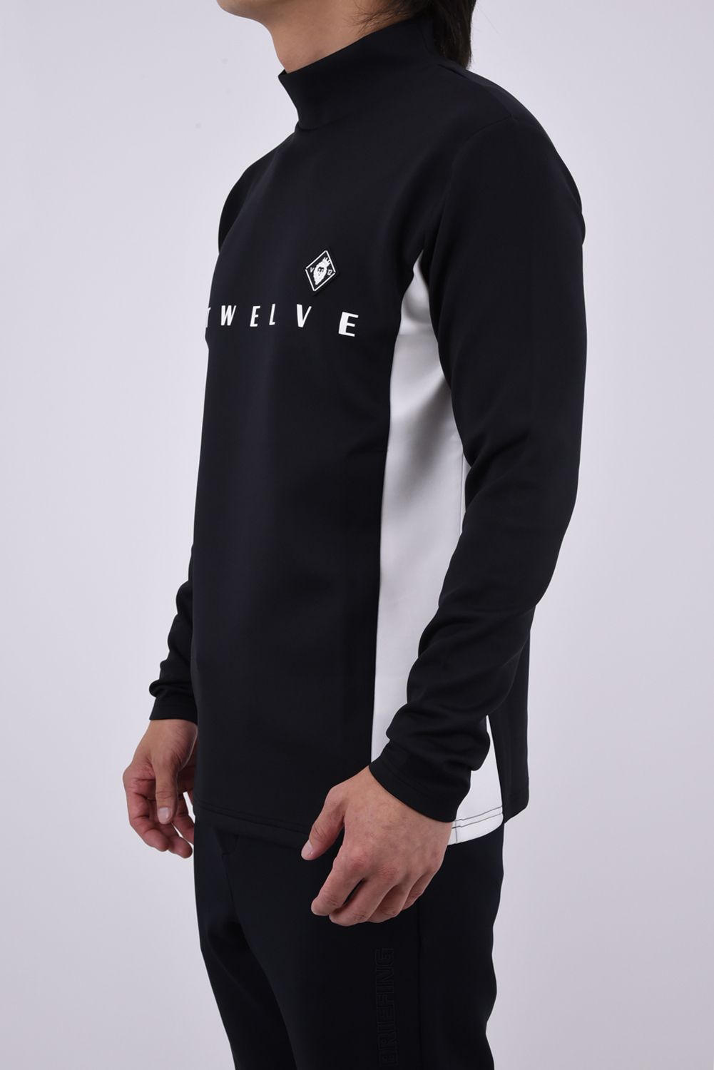 【26AW】 OHSL MOCK / モノトーン バイカラー 長袖モックネックTシャツ (ブラック)