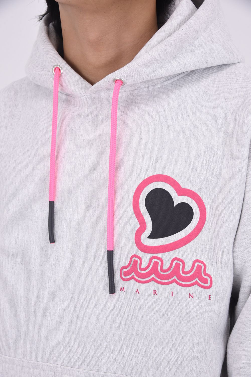 【25AW】 ACANTHUS * MUTA MARINE SWEET LOGO HOODED SWEATSHIRTS / ヘビーウェイト 裏起毛 ハートロゴ プルオーバーパーカー (グレー)