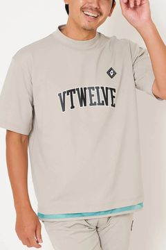 【26SS】 SNEAK MOCK / ブランドロゴ ネオンカラーライン モックネックTシャツ (ベージュ)