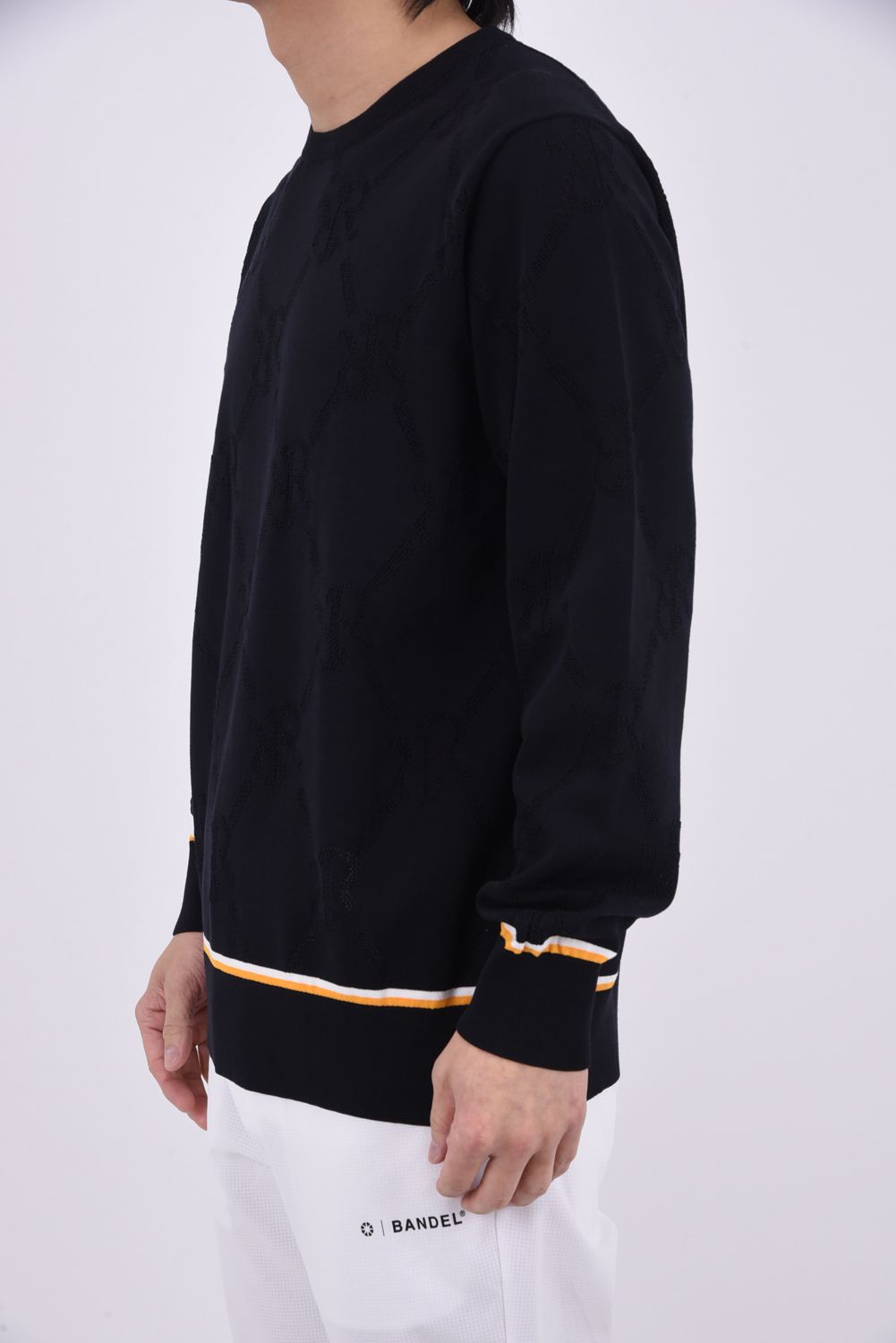 【GW限定 5/11までポイント10倍】【26SS】 MESH RR LOGO KNIT / メッシュ編み 裾ライン クルーネックニット (ブラック)*