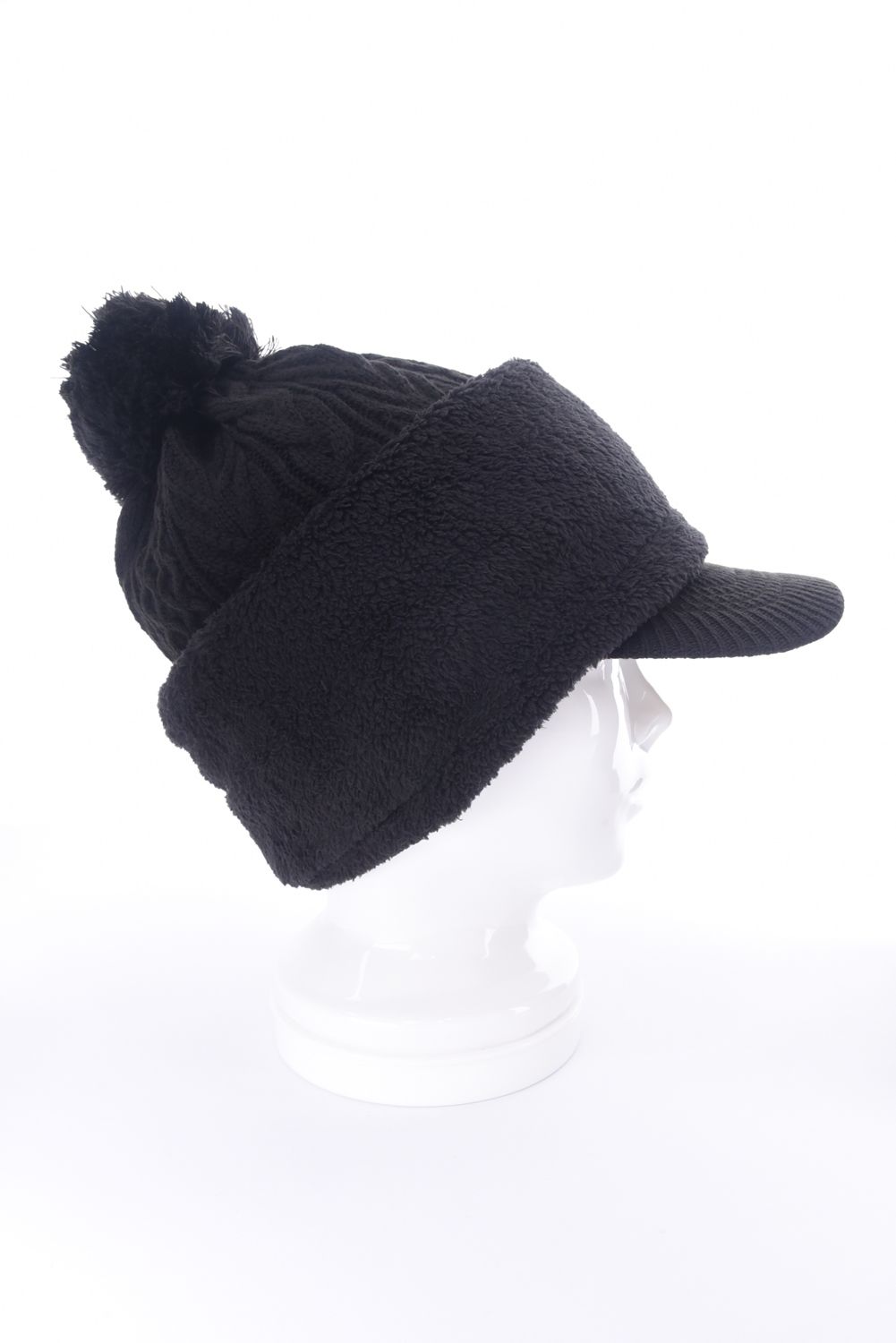 VISOR KNIT CAP / バイザー ニットキャップ（ネックウォーマー付き） (ブラック)