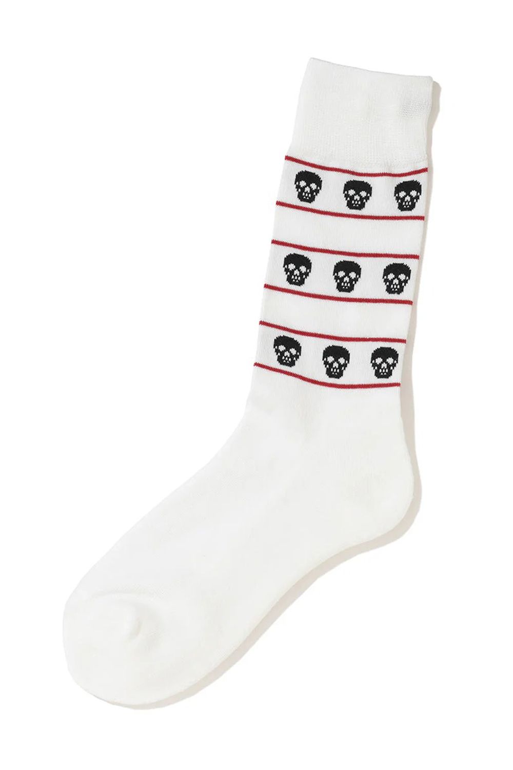 ETERNAL SKULL BORDER SOCKS / スカルジャカード ハイクルーソックス (ホワイト)