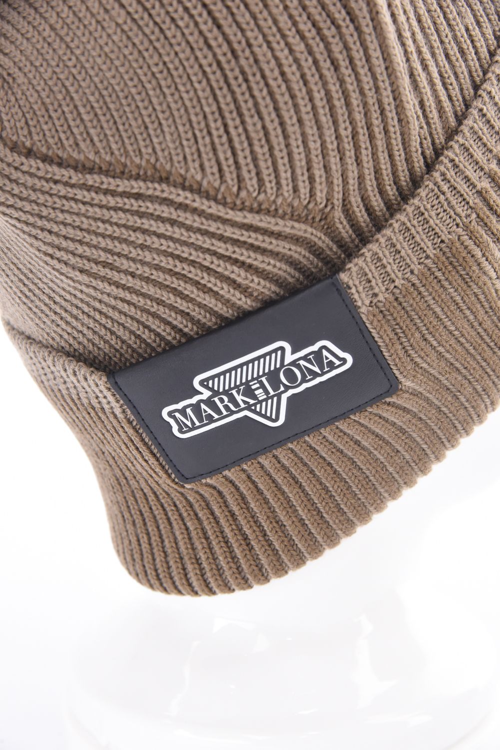 【CODE COLLECTION】 SWBN / 変則リブ編み プリントネーム ニットキャップ (ブラウン)