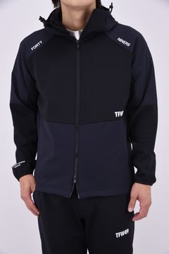 【26AW】 ACTIVE HOODED JACKET / ストレッチナイロン&ダンボールニット フーデッドジャケット (ブラック/ブラック)