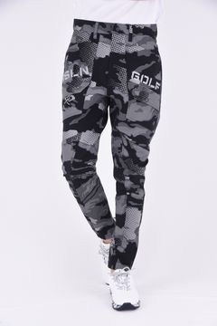 CAMO JOGGER PANTS / ロゴ ドビー柄 ストレッチ ジョガーパンツ ブラック
