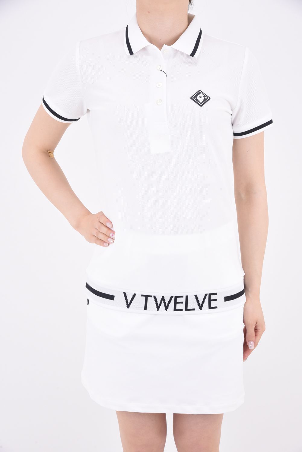 【レディース】 LIB OUT POLO / V12ロゴ フィールドセンサーカノコ ポロシャツ (ホワイト)