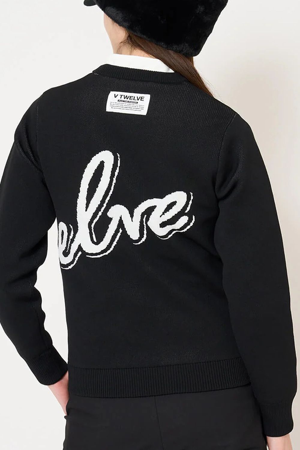 【26AW】【レディース】 BIG HICKY KNIT / ビッグロゴ 防風裏地付き クルーネックニット (ブラック)