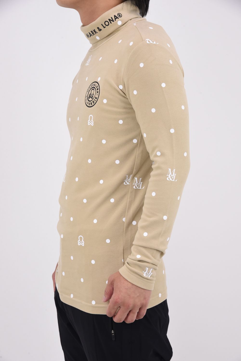 【2025AW】 D●T MOCK NECK LAYER / ドットパターン サークルスカル モックネックインナー (ベージュ)