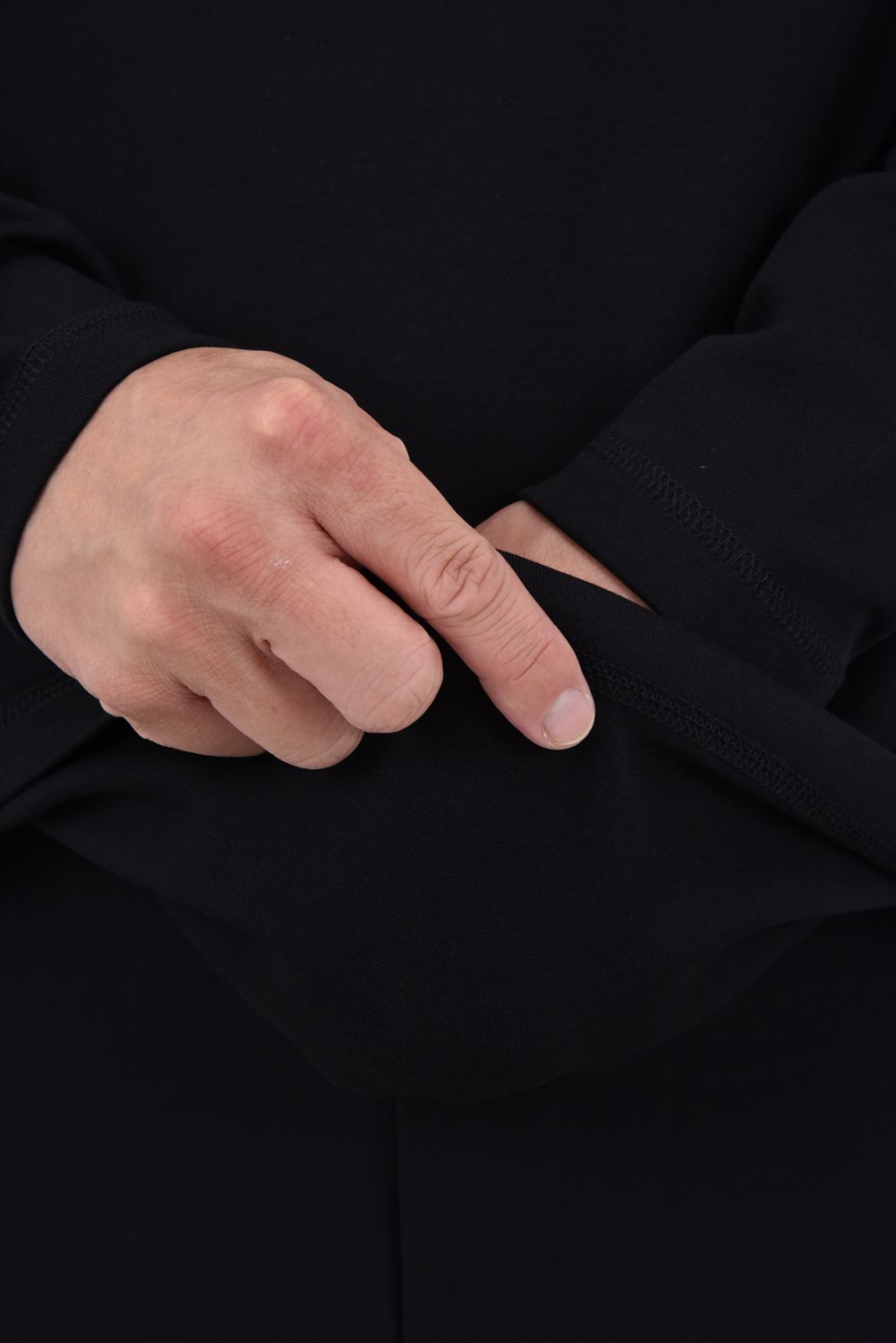 【26AW】 WARM STRETCH PONTE MOCK NECK SHIRT / ポンチ素材 WAVEライン 長袖モックネックTシャツ (ブラック)