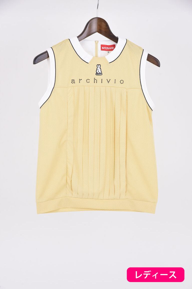 archivio - メッシュ ブランドロゴ ノースリーブ ベージュ レディース  