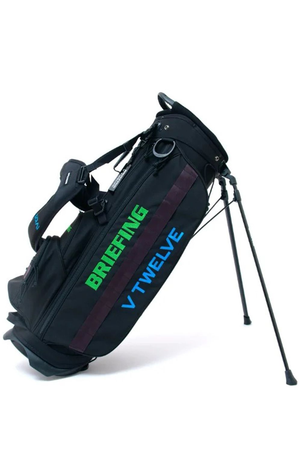 【銀行振込・代金引換不可】【返品・交換不可】 BG12 CADDY / BRIEFINGコラボ ブランドロゴ刺繍 スタンドタイプ キャディバッグ (ブラック)