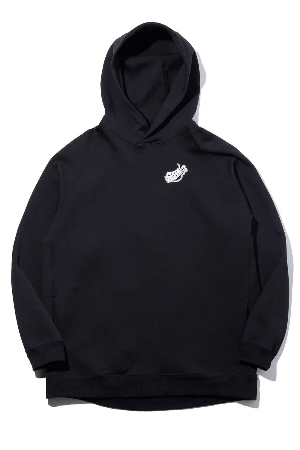 【26AW】 【ユニセックス対応】 COTTON STRETCH HOODIE / ダンボール素材 バックプリント ストレッチフーディ (ブラック)