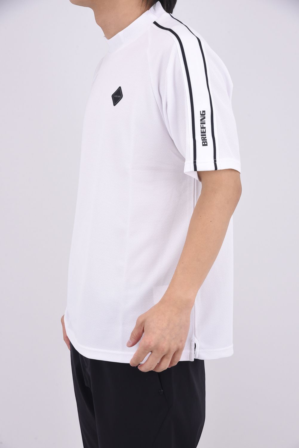 【26SS】 MEN'S LINE HIGHNECK RF / カノコ生地 ラインロゴテープ リラックスフィット モックネックTシャツ (ホワイト)