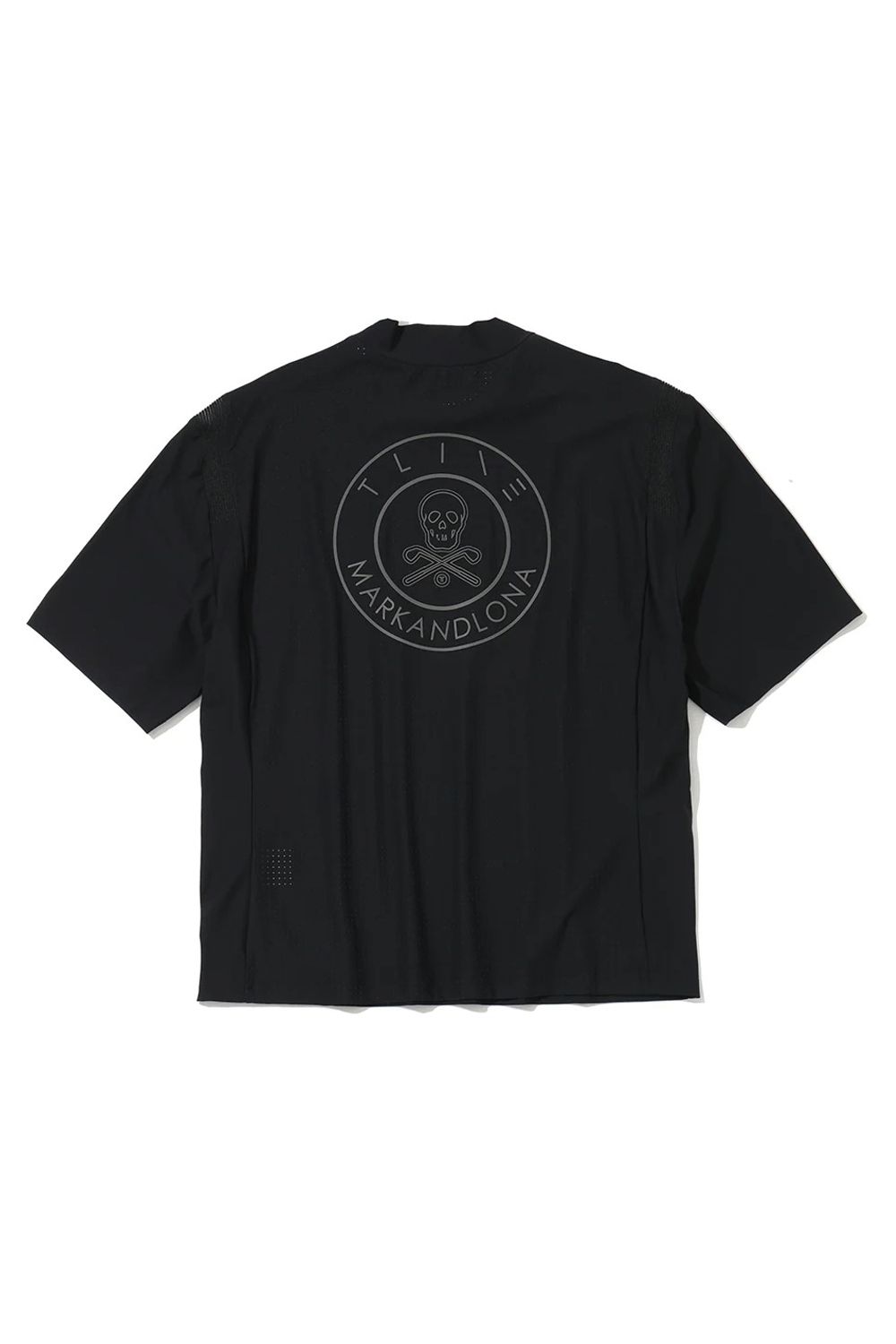 【26SS】【レディース】【T-LINE】 ACCORD VENT MOCK TEE / モノトーン ナイロントリコット パンチングロゴ モックネックTシャツ (ブラック)