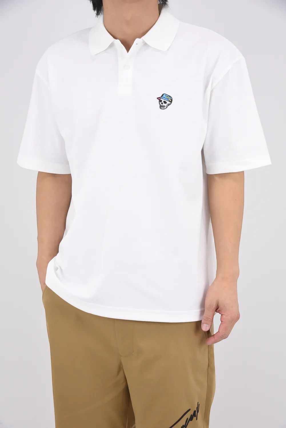 【26SS】 DVG CREW STANDARD POLO / バックロゴ 鹿の子 ポロシャツ (ホワイト)