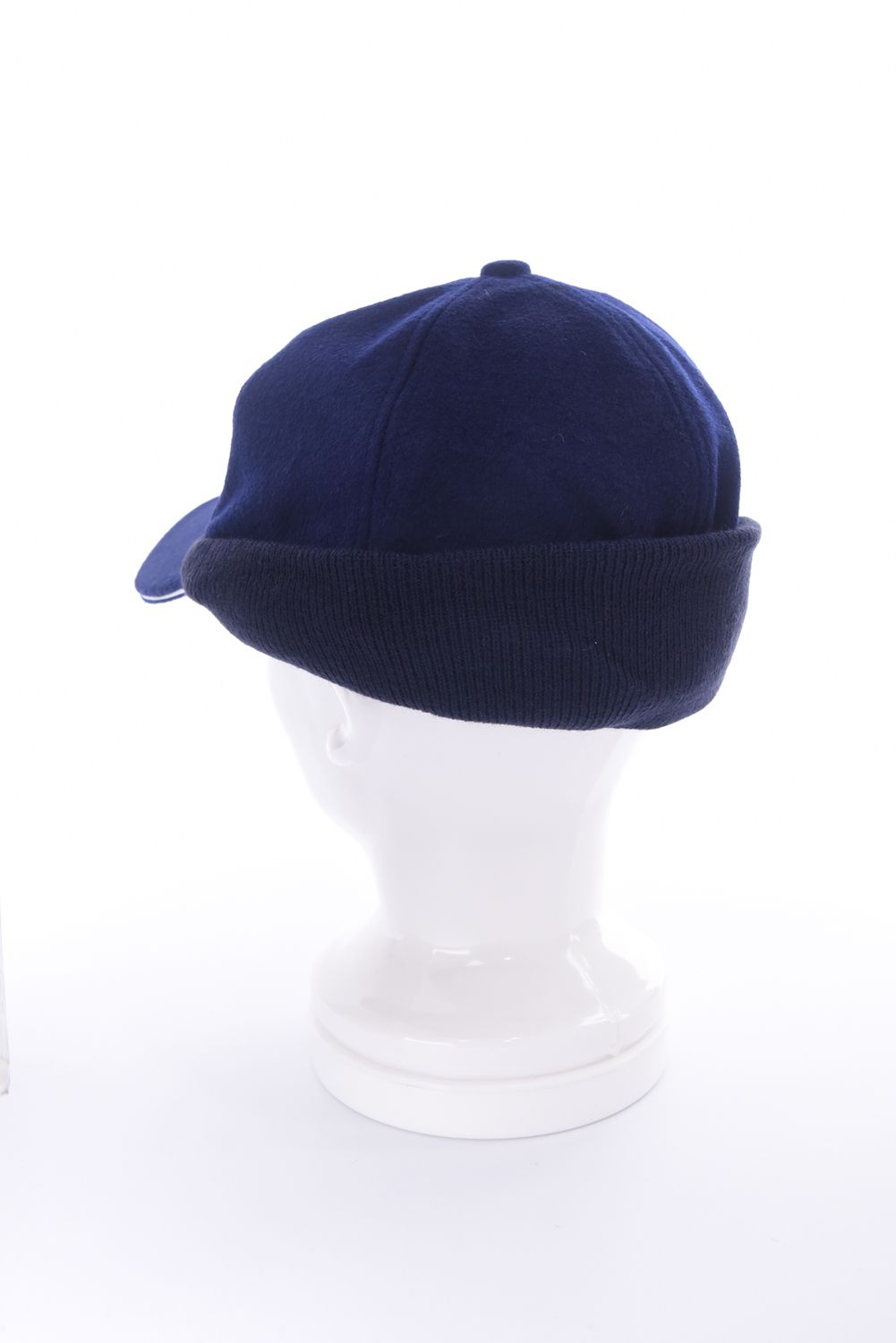 MEN'S WOOL WARM CAP / ウール混 ブランドロゴ ウォームキャップ (ネイビー)