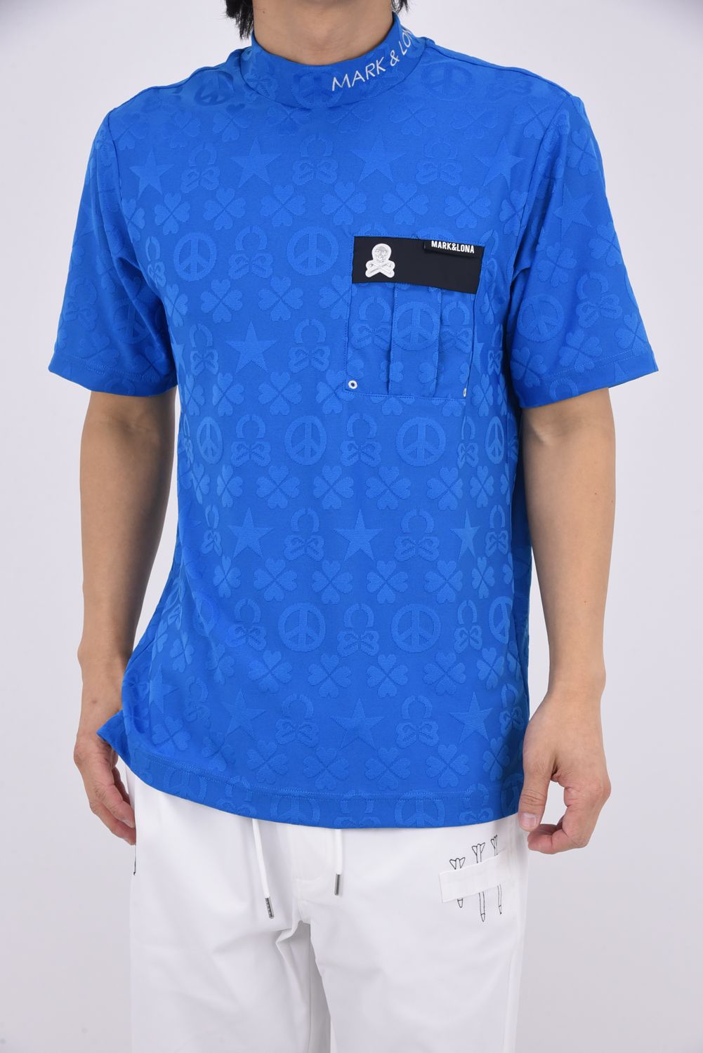 【26SS】 IMPERIAL JACQUARD MOCK TEE / モノグラムパターンジャカード パッチポケット モックネックTシャツ (ブルー)