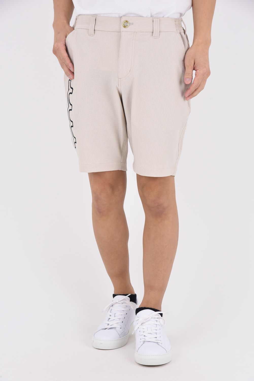 【26SS】 HIGH TENSION SUCKER SHORT PANTS / シアサッカー ウェーブロゴ ショートパンツ (ベージュ)