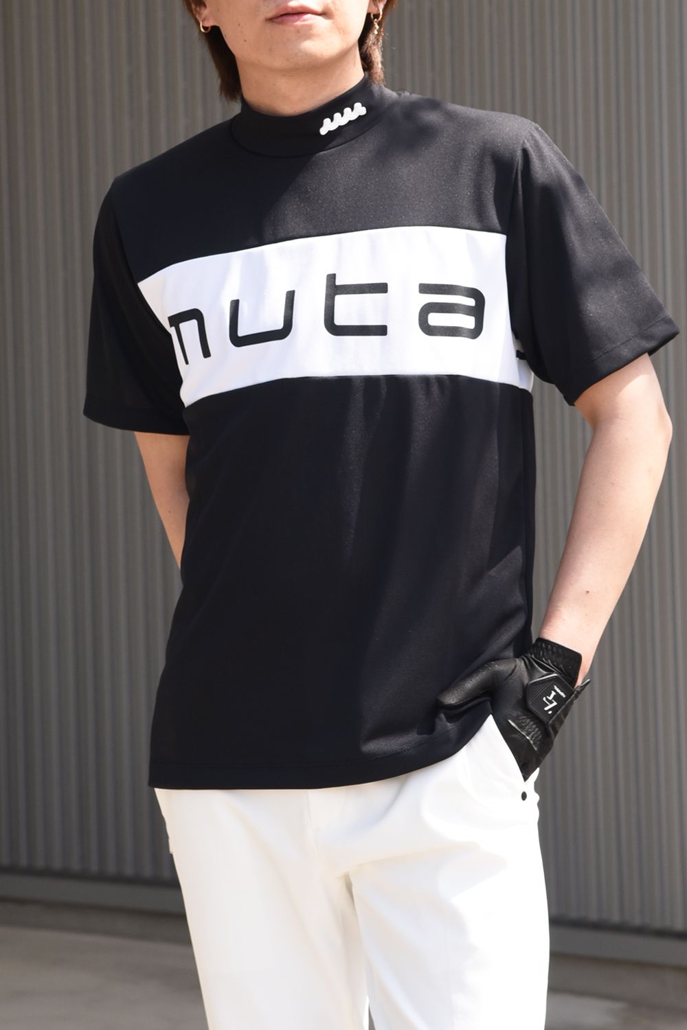 【GOSSIP GOLF限定商品】 SWITCHING MOCK NECK S/S T / 別注 切替 モックネックTシャツ ブラック - 5