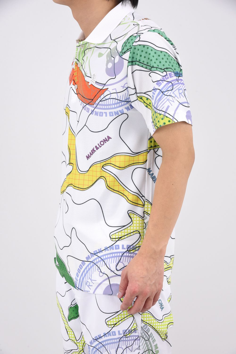 【26SS】 AXON CAMO MESH PERFORMANCE POLO / メッシュ素材 カモフラージュプリント ポロシャツ (ホワイト)