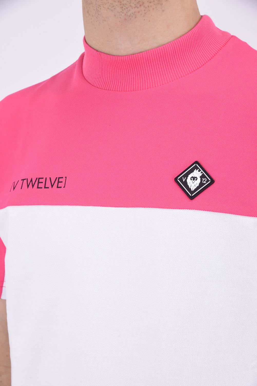 2TONE MOCK / カノコ素材 バイカラー モックネックTシャツ (ピンク)