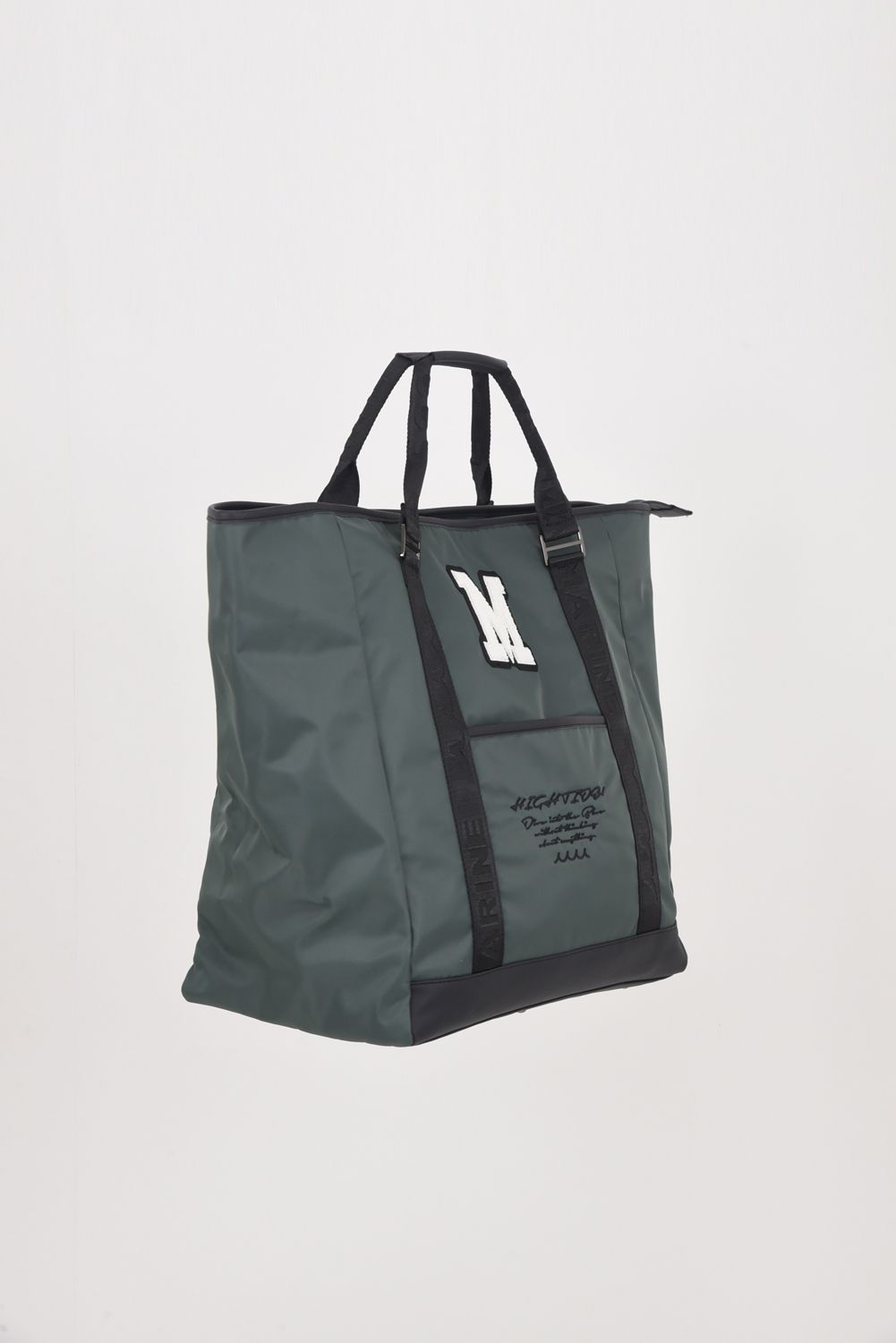 BIG TOTE BAG / ナイロン ビッグロゴ BIGトートバッグ (ショルダーストラップ付き) (グリーン)