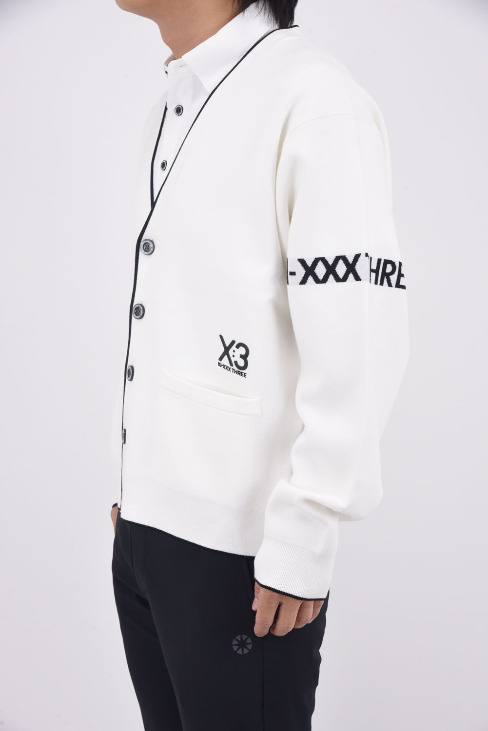 【25AW】 RIB LINE KNIT CARDIGAN / リブ ライン ニット カーディガン (オフホワイト)