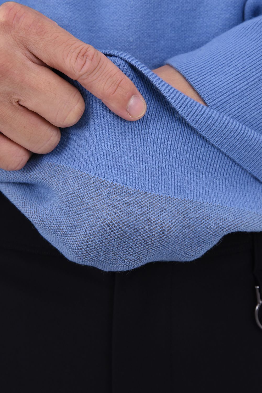 【26AW】 STITCHING LINE KNIT / ステッチングライン クルーネックニット (ブルー)*