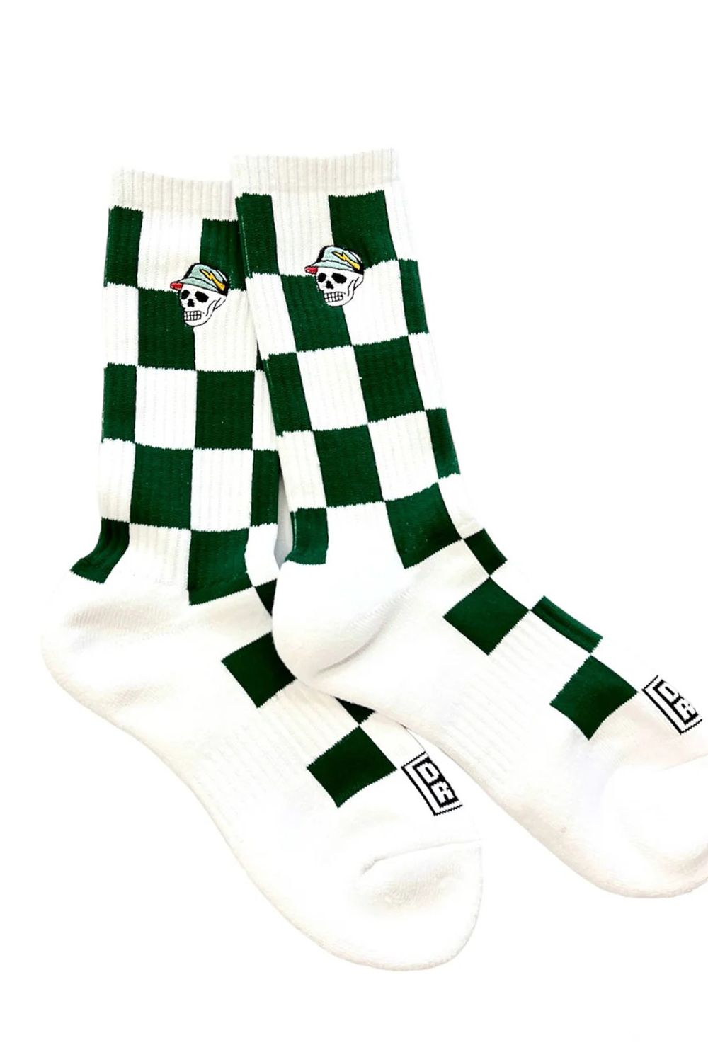 【26SS】 Mens Checked skull Crew Socks / チェック柄 スカルロゴ クルーソックス (グリーン)