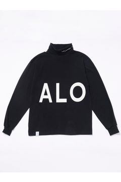 【26AW】 Honu Turtleneck L/S (BIG ALOHA) / 起毛素材 ビッグアロハロゴ ロングスリーブ タートルネックシャツ (ブラック) (10月入荷予定）