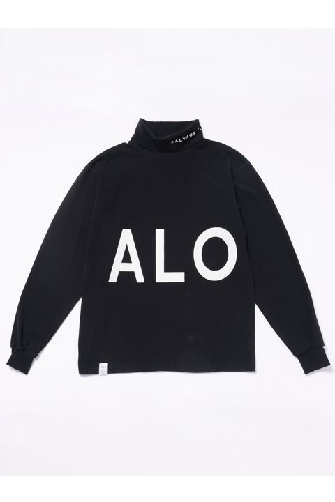 【26AW】 Honu Turtleneck L/S (BIG ALOHA) / 起毛素材 ビッグアロハロゴ ロングスリーブ タートルネックシャツ (ブラック) (10月入荷予定）