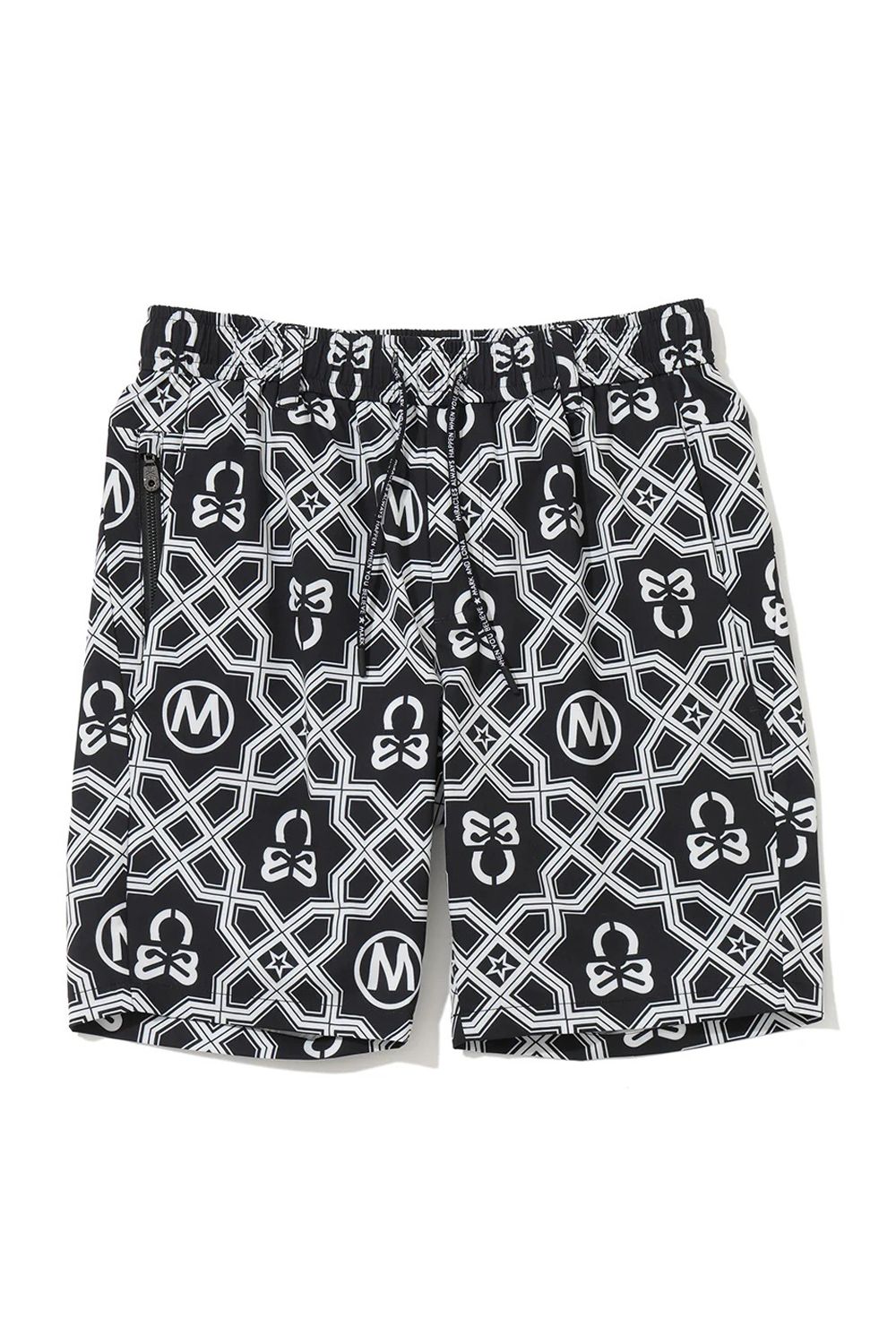 【26SS】 DOMINANT FLEX SHORTS / ジオメトリックパターン総柄 ドライタッチ ショートパンツ (ブラック)