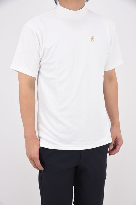 【25AW】 MENS GM JACQUARD MOCK NECK / ジャガード モックネックTシャツ (ホワイト）*