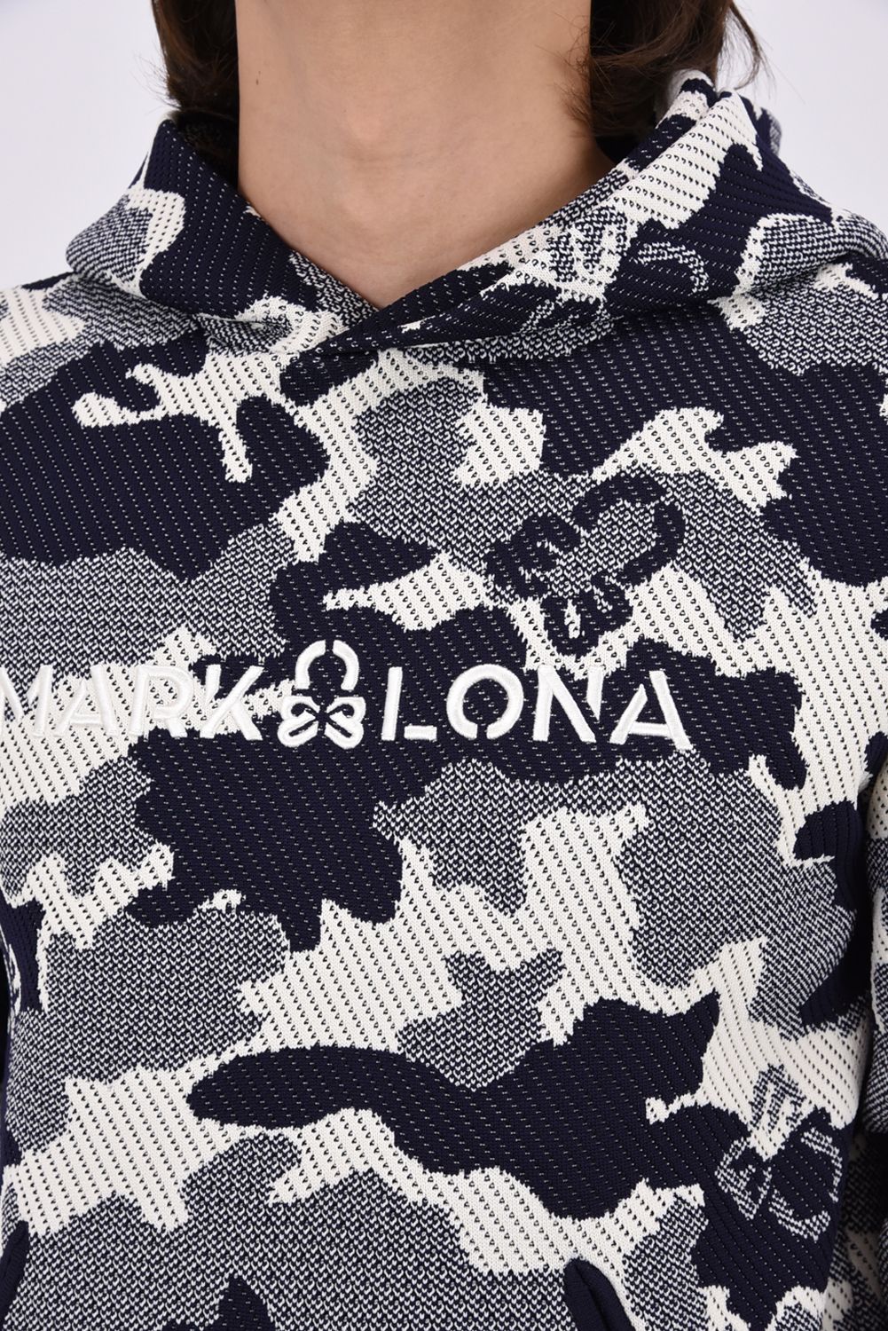 【26AW】 MERCURY CAMO JACQUARD KNIT HOODIE / ジャパンメイド カモフラジャカード ニットパーカー (ネイビー)