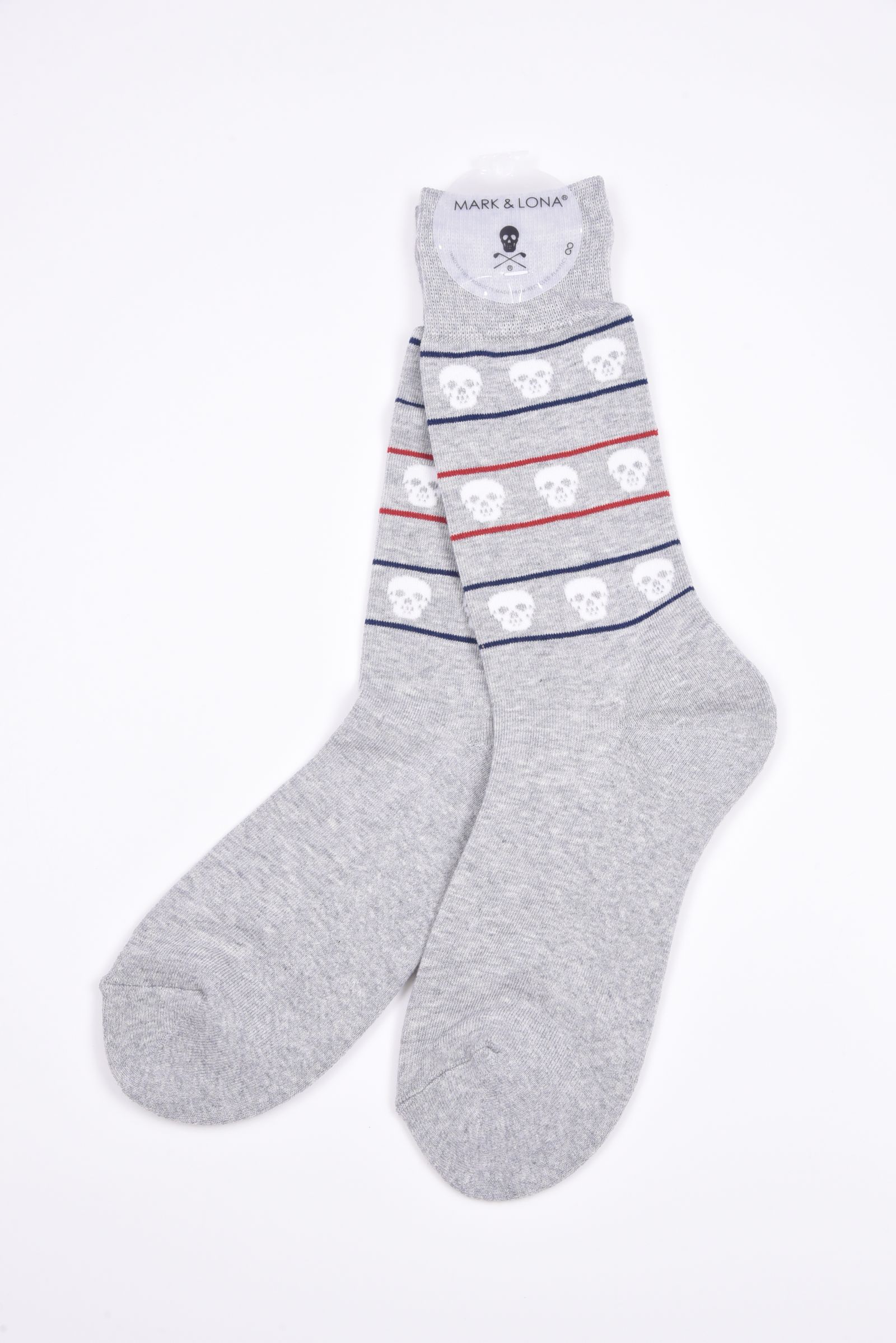 ETERNAL SKULL BORDER SOCKS / スカルジャカード ハイクルーソックス (グレー)