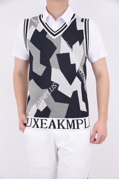 HANDWRITTEN NO SLEEVE KNIT /  カーシヴロゴニットベスト ホワイトカモ
