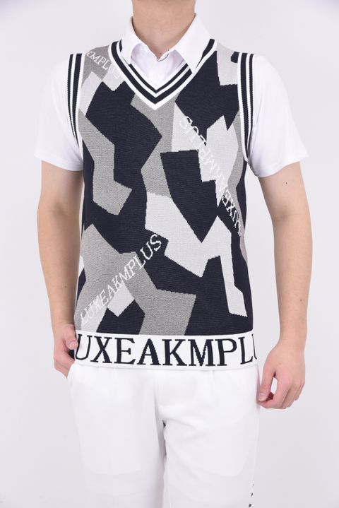 HANDWRITTEN NO SLEEVE KNIT /  カーシヴロゴニットベスト ホワイトカモ