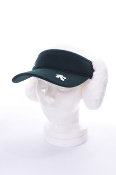 【レディース】 ウールナイロン フラノ 耳当て付き サンバイザー (グリーン)