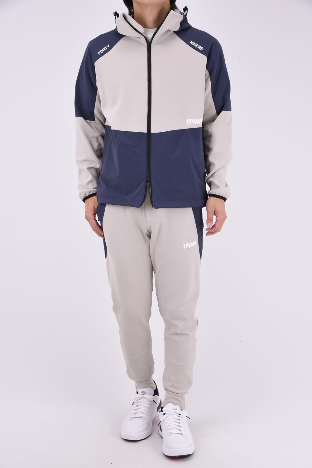 【26AW】 STRETCH HYBRID PANTS / ストレッチナイロン&ダンボールニット ロングパンツ (グレージュ/チャコール)