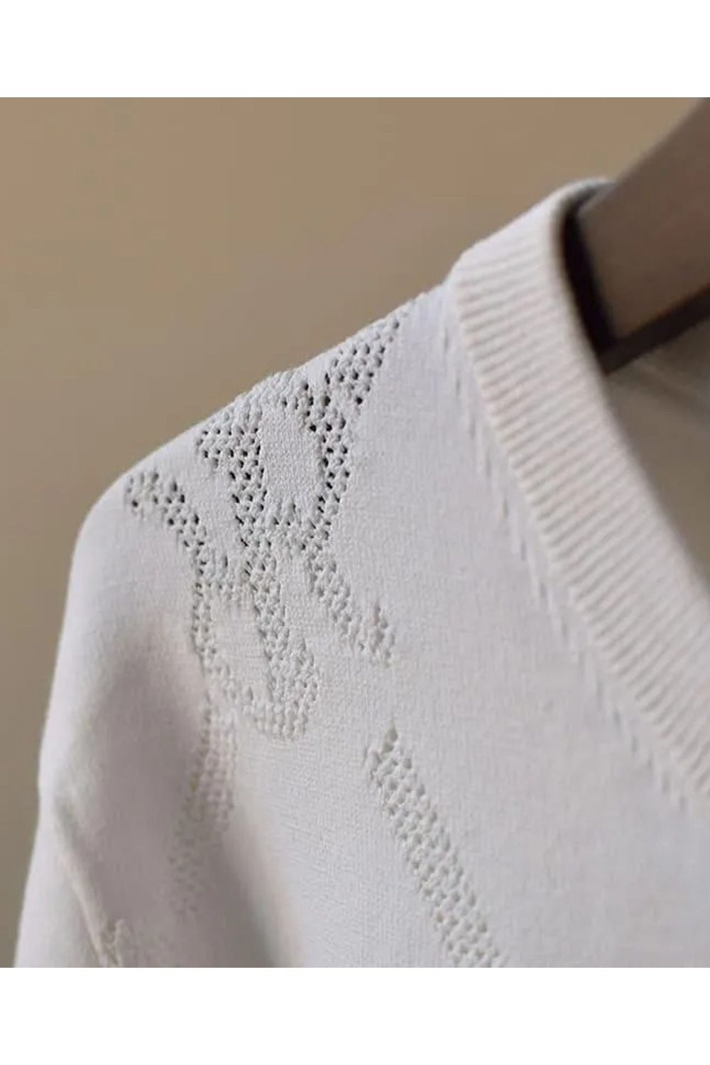 【26SS】【レディース】 MESH RR LOGO KNIT / メッシュ編み 裾ライン クルーネックニット (ホワイト)*